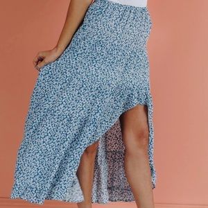 Blue Floral Maxi Skirt, small